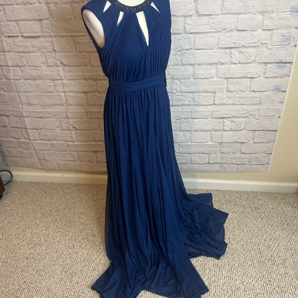 Adrianna Papell NWT Blue Formal Evening Shirred Special Occasion Dress Size 6 - Picture 6 of 11